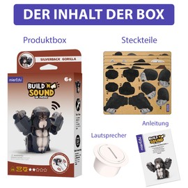 mierEdu - Soundwunder 3D Puzzle Silverback Gorilla - Interactive Puzzle with Sound for Children - Gorilla Toy, Promotes Concentration & Skill