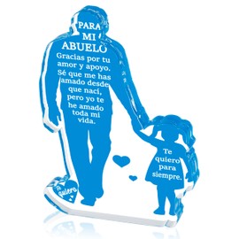 Yopyame Gift for Grandpa from Granddaughter - Spanish Grandfather Holding Hand with Granddaughter Acrylic Plaque Sign Best Grandpa Ever Gifts Regalos Para Abuelo Father’s Day Xmas Keepsake Paperweight