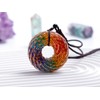 Tan Ran 7 Chakra Glass Rodin Coil Pendant Necklace