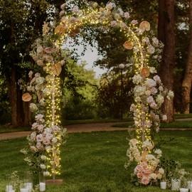 Lighted Garden Arch Metal Wedding Arbor with 832 LED Starburst Firework Lights for Various Climbing Plant Christmas Party Yard Outdoor Decoration Warm White