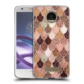Head Case Designs Rose Gold Mermaid Scales Patterns Soft Gel Case Compatible With Moto Z Force/Z Force Droid