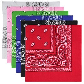 MOWPOG 6 Pack Pure Cotton Bandana, Multi-Purpose Square Handkerchief, Face Mask headband for Men and Women (Multi Color)