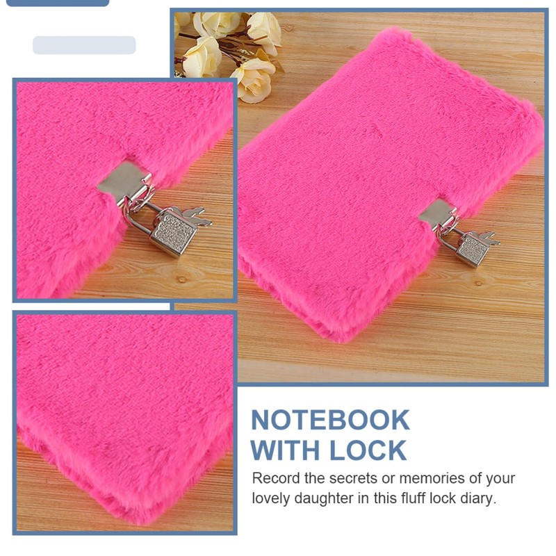 Kisangel Adorable Plush Notebook with Lock Cute Diary for Girls
