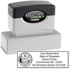 MaxLight Premium Pre-Inked Notary Stamp - 7/8 x 2-1/4, State Compliant, Ideal for Delaware Notary Public Use