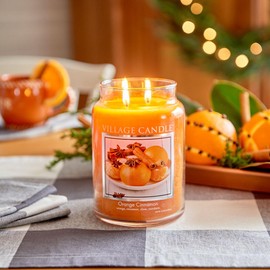 Village Candle Orange Cinnamon Large Glass Apothecary Jar Scented Candle, 21.25 oz, 21 Ounce