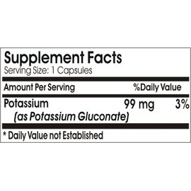 Chelated Potassium 99mg ~ 100 Capsules - No Additives ~ Naturetition Supplements