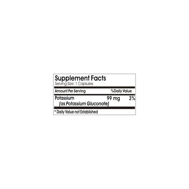 Chelated Potassium 99mg ~ 100 Capsules - No Additives ~
