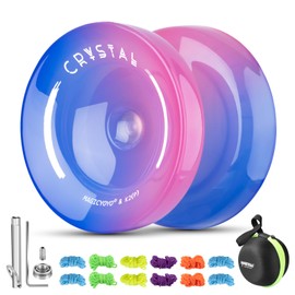 MAGICYOYO JoJo for Children Beginners, Responsive Yoyo K2 Blue Pink Gradient, Trick Yoyo Professional Yoyo Ball with Unresponsive Yoyo Bearings + 12 Yoyo Strings + JoJo Storage Bag + Yoyo Bearing Set