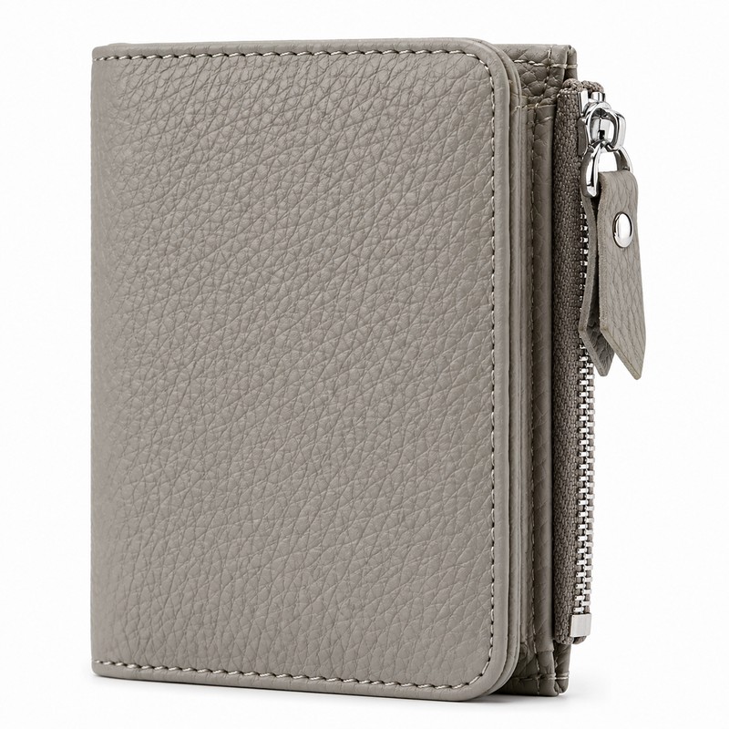 Genuine Leather RFID Wallet – Slim Zipper Coin Purse and