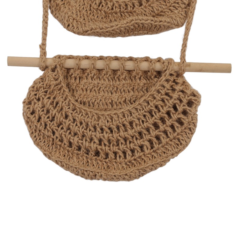 Hanging Fruit Basket 3 Tier Wall Mounted Handcraft Hemp Rope