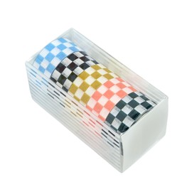 XiowDow Checkered Tape Decorative Plaid Cute Washi Tape Set 0.6inch Width Colored Grid Masking Paper Tapes 5 Roll Checkerboard Flag Tape Rolls for Scrapbook Artist Craft Party Decoration Box Label
