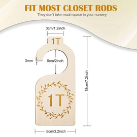 7 Pieces Baby Closet Size Divider Wooden Kids Closet Organizers Hanging Closet Dividers from 1T to 7T for Home Nursery Baby Kids Newborn Infant Clothes
