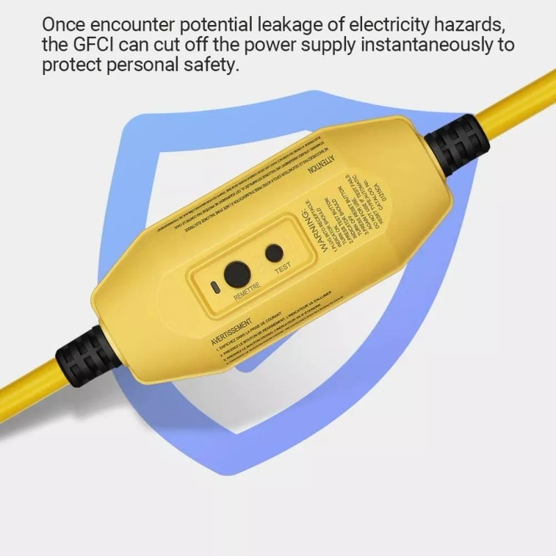 DEWENWILS 3FT Tri-Tap GFCI Extension Cord Heavy Duty 12/3 SJTW