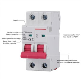 Circuit breakerYCB9-80DM 2P DC MCB 6kA 500V Mini Circuit Breaker 16A 20A 25A 32A 40A 50A DC 1Pcs (Size : 2, Color : 6A) (Color : 40A, Size : 2)