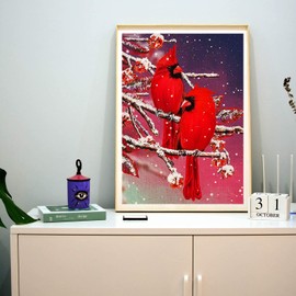 Muyankissu Diamond Art Kits for Adults DIY 5D Winter Red Cardinal Bird Burlap Christmas Diamond Art Paint with Diamonds Full Drill Gem Art Painting Kit for Home Wall Decor Gifts 12x16inch …