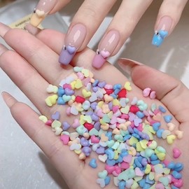 Colorful Heart Nail Charms Valentinese Day Heart Nail Charms 3D Mixed Color Heart Nail Supplies Love Hearts Crystal Jewelry Diamonds Nail Accessories for Women Craft DIY Manicure Decoration 100PCS