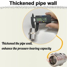 3/4" Male x 3/4" Male Hex Nipple Pipe Fittings, 304 Stainless Steel 3/4 inch NPT Male Threaded Pipe Adapter Fittings Equal Nipples Connectors, Male Straight Connector Pipe Fitting (3/4“, 2pcs)