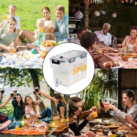 3.5 L Iced Beverage Dispenser with Faucet & Filter Screen, Transparent Visible Buckle Cover Drink Dispenser for Fridge, Fully Sealed Leak-Proof Water Container for Party & Daily Use, Drink Barrel