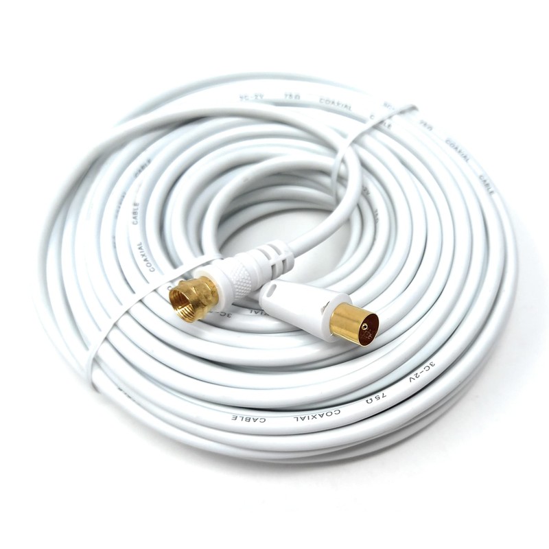 DRUT 20m RF TV Aerial Male to F Type Connector