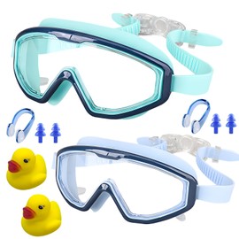 Sprießen Pack of 2 Swimming Goggles for Children, with Pool Toy Ducks, Children's Diving Goggles, Diving Goggles Children for 3-15 Years, UV Protection, Anti-Fog, No Leaking, Swimming Goggles for Pool