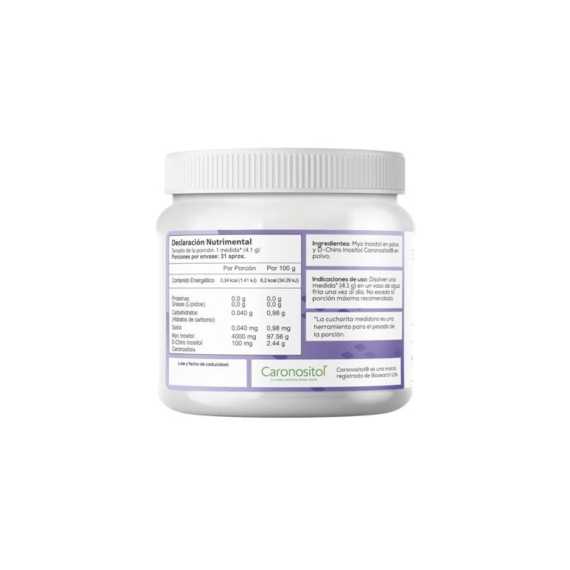 Myo Inositol y D-Chiro Inositol en Polvo, Suplemento 130g