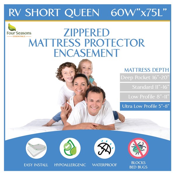 RV Short Queen Size Mattress or Box Spring Encasement (5"