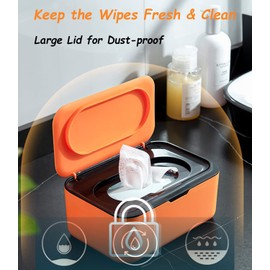 Wipes Dispenser, Wipe Holder for Baby & Adult, Seposeve Refillable Wipe Container, Keeps Wipes Fresh, One-Handed Operation. Non-Slip, Easy Open/Close Wipes Pouch Case, Orange