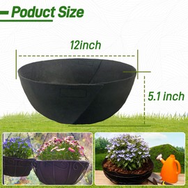 Sumloty 8 Pack 12 Inch Fabric Planter Basket Liner- Felt Flower Pot Liners Replacement Coco Fiber Liner for Hanging Basket Flowers Round Hanging Basket Liners Prevent Birds from Nesting