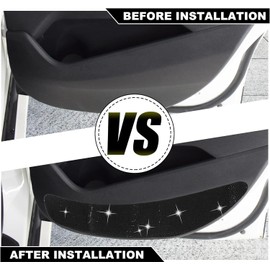 4pcs Bling Car Interior Door Anti Kick Pad Faux Crystal Door Protective Pad Universal Anti Kick Dirty Stickers Universal Car Truck SUV Anti Collision Stickers Black