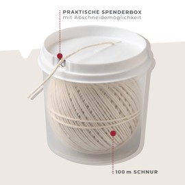 Fackelmann grill / roast line, roulade line in dispenser box, kitchen thread for meat, vegetables or fish (color: beige), quantity: 1 piece