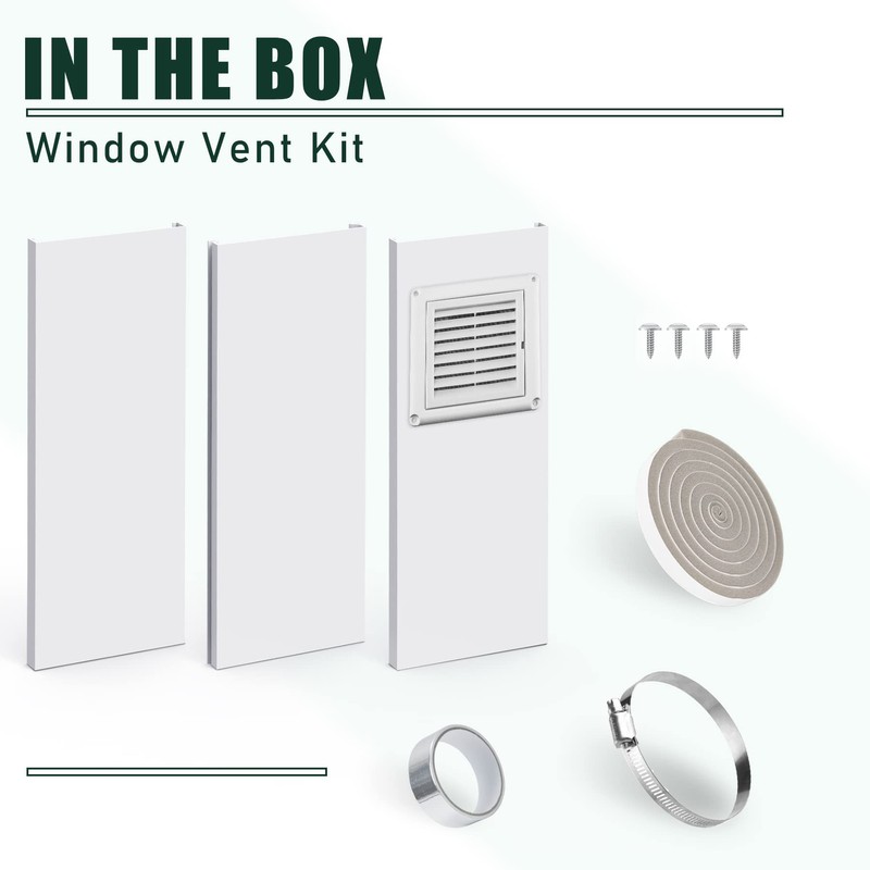 Flehomo Dryer Vent Window Kit with Louvered Vent Cover, Dryer