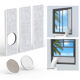 LBG Products Portable Air Conditioner Window Seal Kit Insulated,Adjustable AC Window Vent Kit Seal Plates with Insulation Foam Panel,Mulit-Layers Insulates Outside Heat,Fit Most AC 5.9in Diamater Hose
