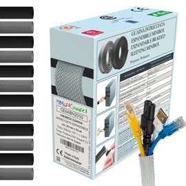 MarketConnect® Expandable Cable Sleeve, Diameter 8 mm, Length 10 m, Ideal for Cable Management, Perfect for Desk and TV, Grey, Mini Box