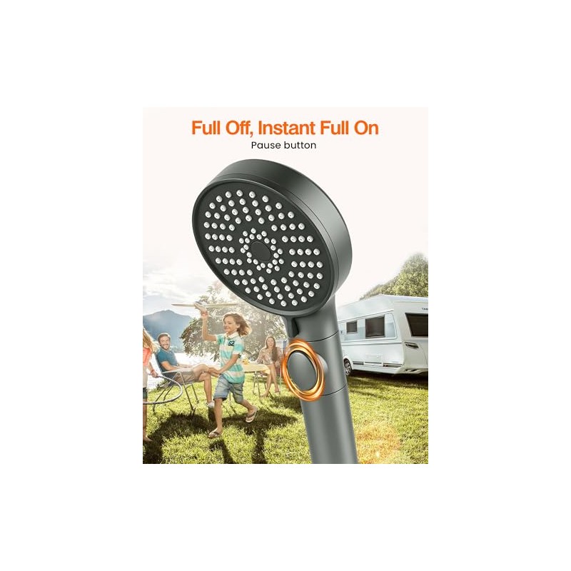 High Pressure RV Shower Head with Hose and 5 Spray
