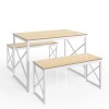 VECELO Wood Dining Table Set for 4 with Bench Kitchen