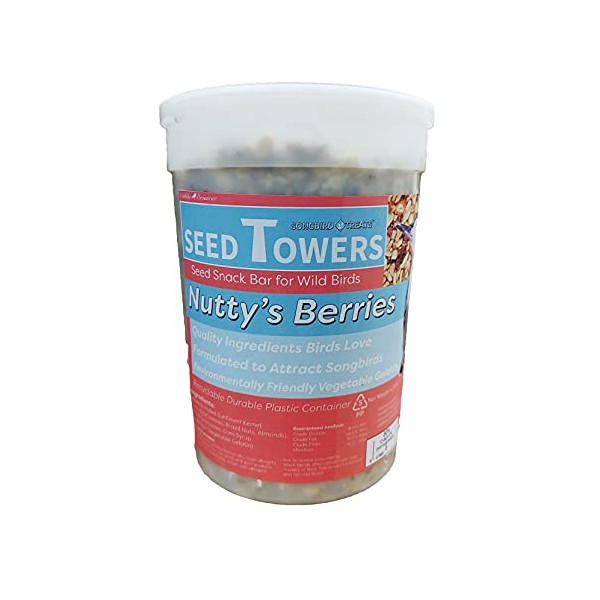 Songbird Treats Seed Towers| 4-5 lb Large Seed Log Towers for Wild Birds (Nutty's Berries)