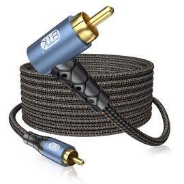 EMK RCA Subwoofer Cable 90 Degree RCA to RCA Audio Cable 24K Gold-Plated Nylon Braided Double Shielded Digital Analogue Supports Amplifiers,Home Theater,Hi-Fi Systems,Subwoofer(30ft/10m)