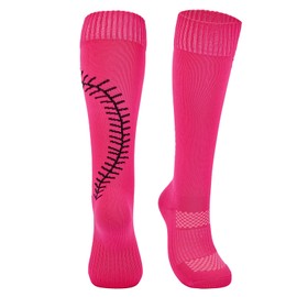 Softball Baseball Socks for Women Girls Youth Multi-sport Athletic Socks Neon Pink Small