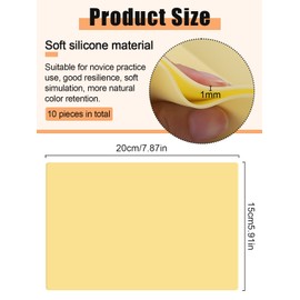 Kalolary Pack of 10 Blank Tattoo Practice Skin, 8 x 6 Inches Double-Sided Eyebrow Professional Practice Skin Eyebrow Tattoo Practice for Beginners and Experienced Tattooers