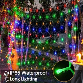 TIANHOO Solar Fairy Lights, 2 x 3 m, 198 LEDs, Christmas Decoration, Net Light, Solar Garden Lights, Waterproof Fairy Lights Net with 8 Flashing Modes, Solar Outdoor for Courtyard Garden Bar Party