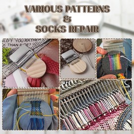 Small Loom Speedweve Weaving Tool, Mini Darning Machine, Portable Darning Loom, Knitting Machines, Weaving Tool for Household (14 Hooks)