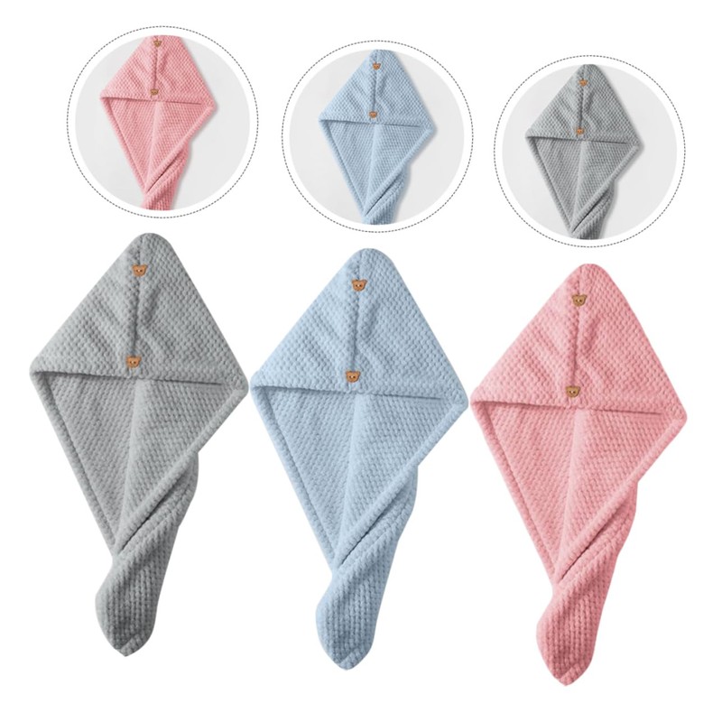 WOONEKY Blow Dry Hair Cap Microfiber Silk Bonnet 3pcs Hair
