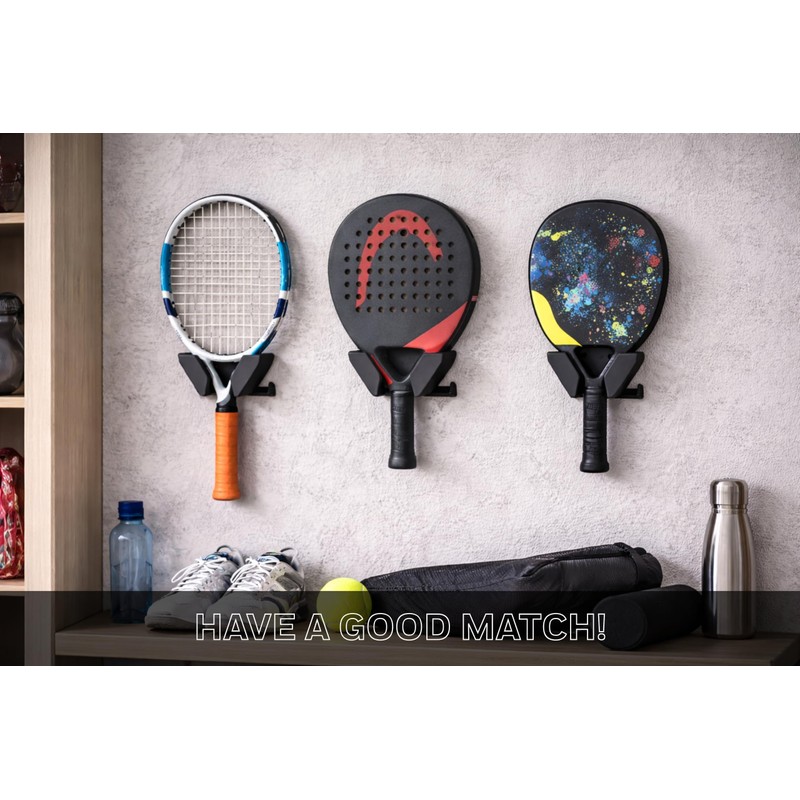 Ricreo Padel and Tennis Racket Wall Mount - Comfortable and