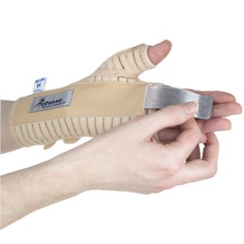 Actesso Breathable Wrist Thumb Support Splint - Relief for Wrist & Thumb Injuries, Carpal Tunnel Syndrome, Scaphoid Fractures and Sprains (L, Left Hand, Beige)