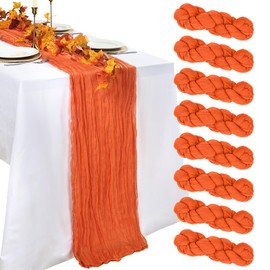 pepmily - Juego de 8 caminos de mesa de gasa estilo bohemio de 10 pies, 120 pulgadas, tela de queso, rústico, transparente para decoración romántica de boda, despedida de soltera, fiesta, centro de