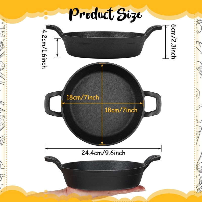 Ziliny Mini Cast Iron Skillets 7 x 7 x 1.7