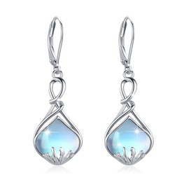 ABIGY Moonstone Earrings 925 Sterling Silver Seagrass Earrings Botanical Jewellery Moonstone Jewellery for Women, Sterling Silver