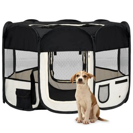 Gecheer Foldable Dog Playpen with Carrying Bag Black 43.3"x43.3"x22.8"
