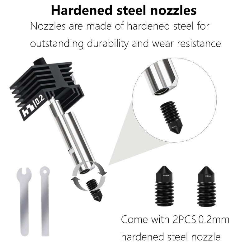 2 Pack 0.4MM Hotend für Bambu Lab H2D, Upgraded gehärtetem