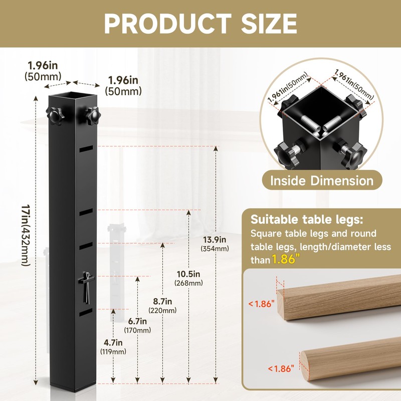 4Pk Square Folding Table Extender - 3 Level Adjustable Folding